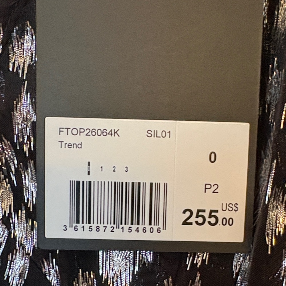 The Kooples Black and Silver Patterned Blouse - Picture 2 of 12